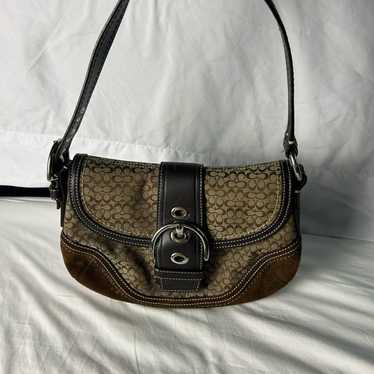 バッグ COACH Soho Signature Suede Shoulder Bag Coach Vintage Soho Limited Edition Suede Leather Chevron