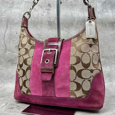 バッグ Coach Hampton Signature Hobo Bag Pink SOLD Vintage Coach Pink Pebbled Hampton Hobo Shoulder Bag