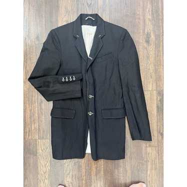 ジャケット・アウター ANN DEMEULEMEESTER COAT SHAMBLE BLACK Ann Demeulemeester black long double breasted coat with