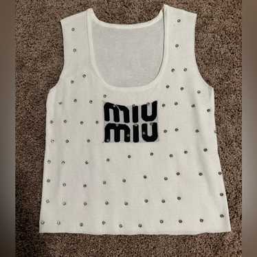 miu miu メッシュタンクトップ ホワイト miu miu メッシュタンクトップ ホワイト miu miu メッシュタンク