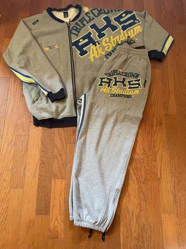 Akademiks stadium 2xl セットアップ VTG Y2K Akademiks Track Suit Mens 2XL Velour Stadium