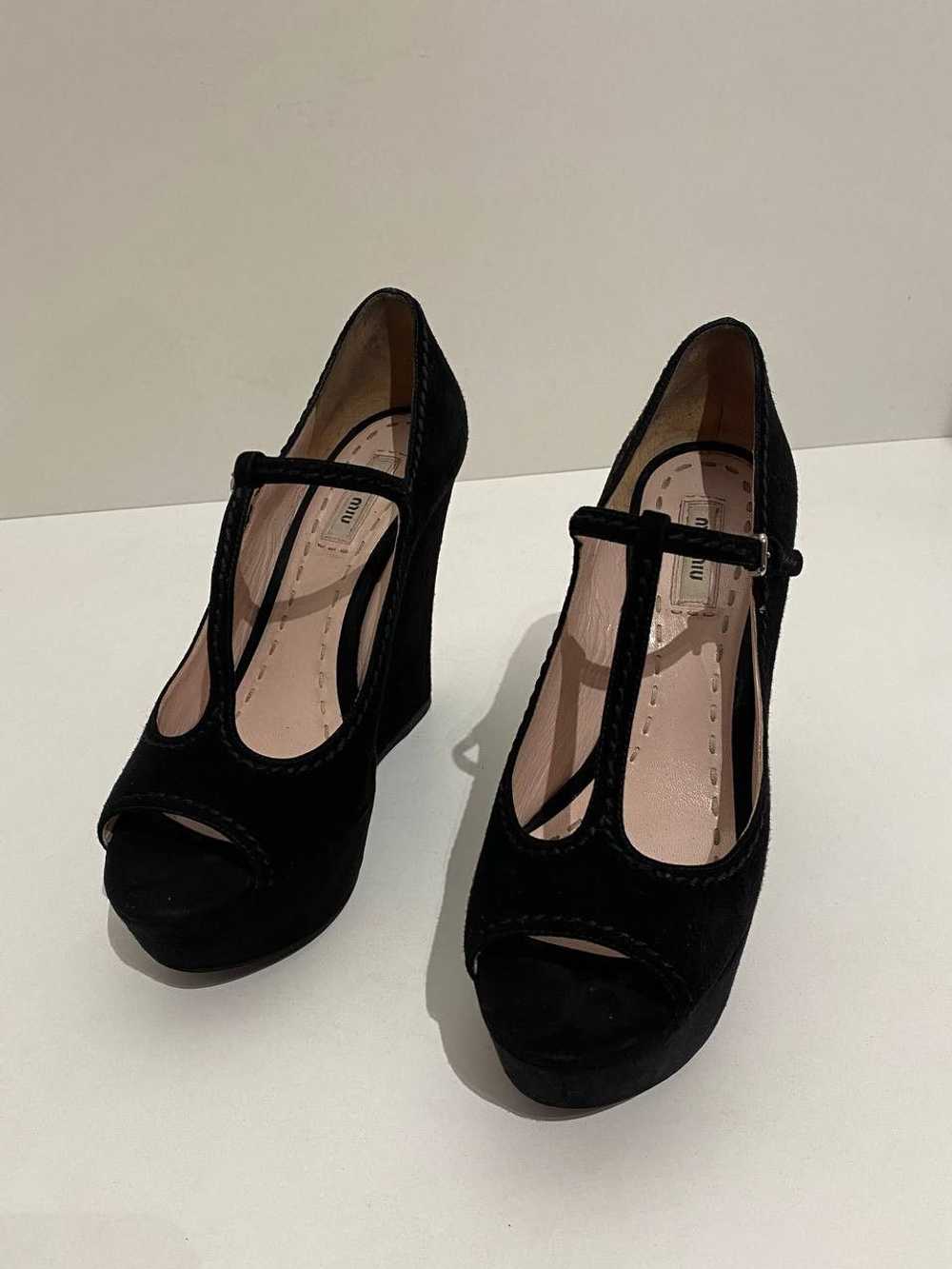 Miu Miu Miu Miu x Prada Suede Black Slingback Str… - image 4