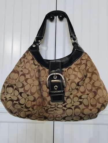 バッグ Coach Soho brown signature Shoulder bag COACH Purse F15067 Brown Signature Duffle Tote Crossbody