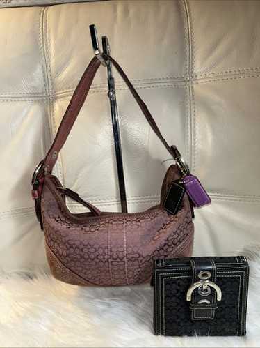 バッグ Coach Signature Hobo Shoulder Bag Suede Coach signature suede hobo - Gem