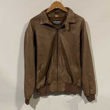 ジャケット・アウター Vintage leather blouson brown G1 M 80s 80s Vintage Distressed Brown Leather Bomber Jacket for Men