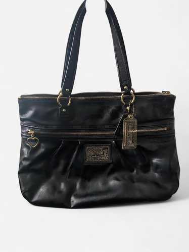 バッグ 00s coach 16290 tote black y2k archive COACH Legacy Black Leather Tote Double Handle Shoulder Bag
