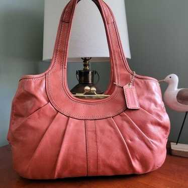 バッグ Coach Ergo Pleated Frame Satchelbag COACH ERGO SILVER METALLIC PLATINUM PLEATED FRAME LEATHER