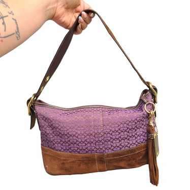 バッグ Coach Signature Hobo Shoulder Bag Suede Coach signature suede hobo - Gem
