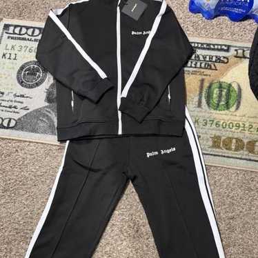 Palm Angels Tracksuitパームエンジェルス ブラック 上下 Palm Angels Black Track Suit Pants With Jacket White Stripes