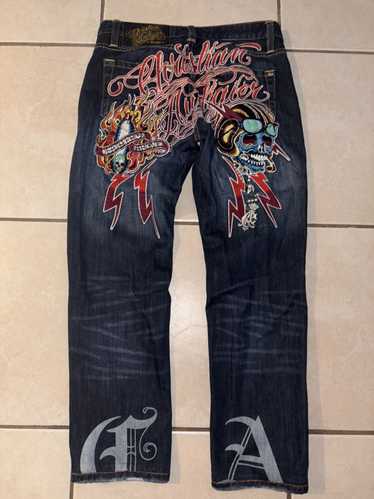 Christian Audigier　デニム　未使用　エド　ハーディー Ed Hardy Vintage Denim Jeans Button Front By Christian