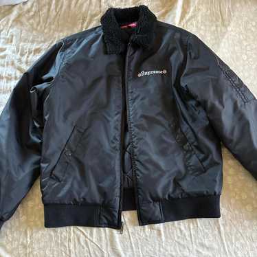 supreme Independent bomber jacket M 黒 Bomber Black/Brown Supreme Independent Jacket with Fur Collar
