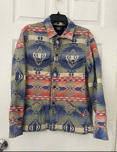 新品 RRL Valero Jacquard Trucker ジャケット S RRL Valero Denim Jacquard Trucker Jacket - Indigo/Yellow/Tan