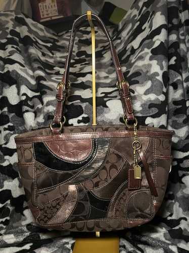 バッグ coach leather patchwork one shoulder bag COACH Hobo One Shoulder Bag Patchwork Signature Canvas