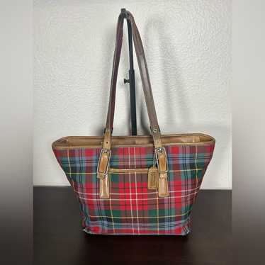 バッグ Coach Tartan Wool Plaid & Suede carryall バッグ Coach Tartan Wool Plaid & Suede carryall バッグ Coach