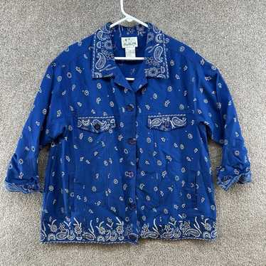 The Quacker Factory Women's Button Up Size 1X Blu… - image 1