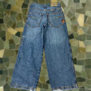 パンツ 90s JNCO Jeans Belle Denim vtg 90s JNCO jeans size 13 Embroidered Bell Bottom S-1015
