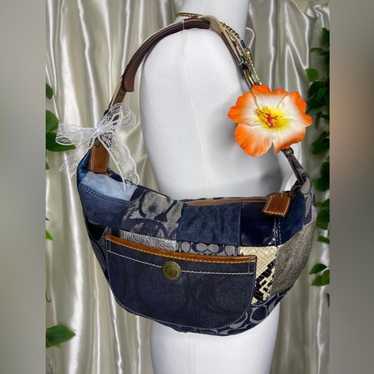 バッグ Coach Denim Patchwork Ergo Hobo Shoulder Coach Ergo Denim Patchwork Handbag #3997 | Auctionninja.com