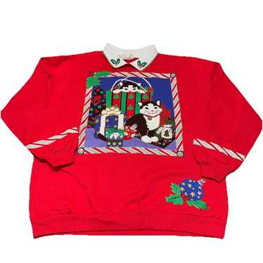 トップス vintage spumoni Vintage Spumoni Sweatshirt Womens Medium White Cats Kittens