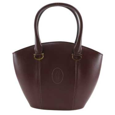 バッグ Cartier Must Line Drawstring Shoulder Cartier Must Line Drawstring Shoulder Bag Leather Bordeaux Women's