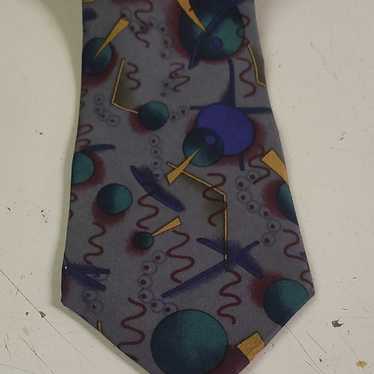 Modern Abstract Patterned Tie In Gray And Blue - image 1