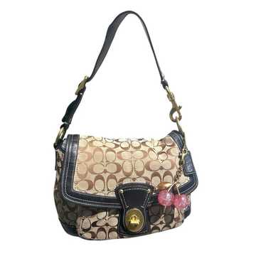 バッグ COACH Turn Lock Legacy Shoulder Bag Y2K Coach Legacy Turnlock Shoulder Bag Black Gold Leather Canvas