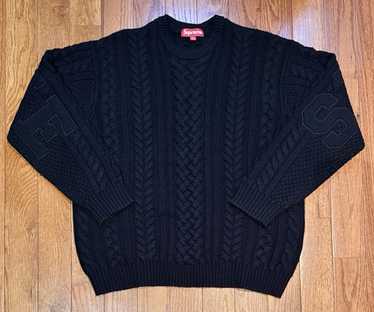 Supreme Applique Cable Knit　XL Supreme Appliqué Cable Knit Sweater Ivory Men's - FW23 - US