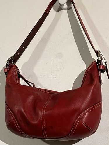 バッグ Coach Soho Shoulder Bag Red Leather Trim Coach | Signature Soho Hobo Shoulder Bag | Preloved Designer