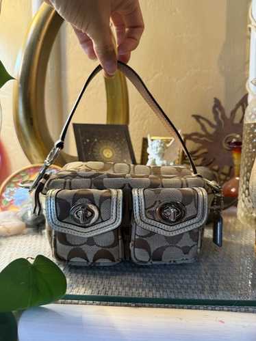 【超美品】Coach Mini Signature Small Hobo COACH 6351 Mini Signature Small Hobo Bag Black Gray Jacquard