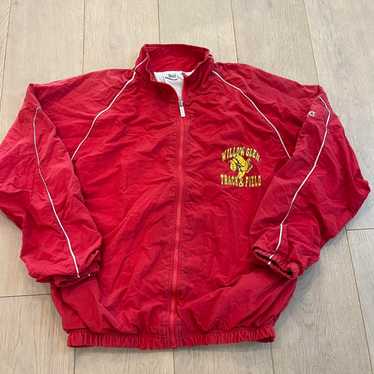 トップス 90s- asics track jacket jersey y2k used ASICS 90's Vintage Mens Track Top Jacket Running Red