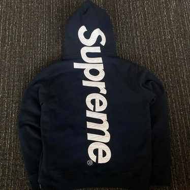 Supreme Satin Applique Hooded NAVY Ｌサイズ Supreme Satin Applique Hoodie Washed Navy F/W 23'
