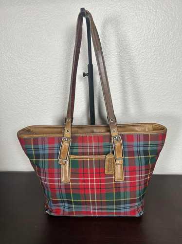 バッグ Coach Tartan Wool Plaid & Suede carryall Coach Plaid Wool Exterior Bags & Handbags for Women for sale