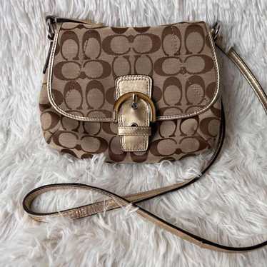バッグ coach signature mini Soho hand bag gold Coach soho signature gold - Gem