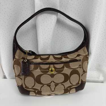 バッグ coach one shoulder brown signature 8K01 COACH One Shoulder Bag, Signature Handbag Canvas Leather