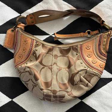 バッグ Coach Studs Signature Soho Hobo Shoulder Coach Studs Signature Soho Hobo Shoulder Beige Leather