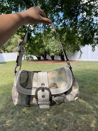 美品 669 coach soho handbag y2k グランジ フェアリー Coach Vintage Soho Y2K Tweed Multicolor Satchel w/Leather