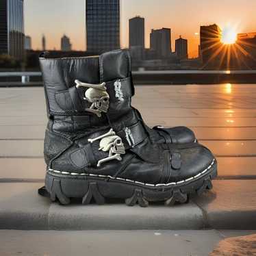 和装　黒ベルベット　ポンチョ Black Patent Metal Toe Cap Cuban Heel Leather Boots