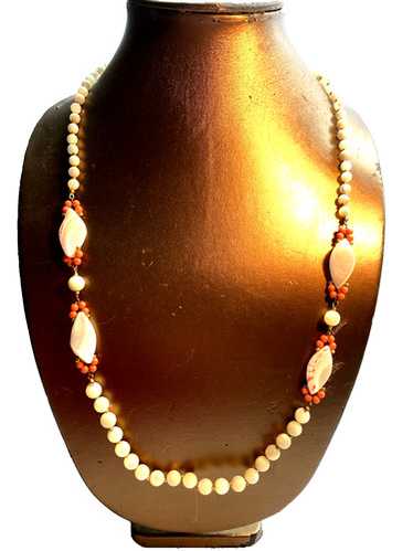 Miriam Haskell Signed Shell Coral & Shell Necklac… - image 1