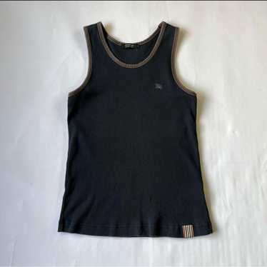Burberry タンクトップ　y2k Burberry バーバリー リンガー タンクトップ デカロゴ ネイビー