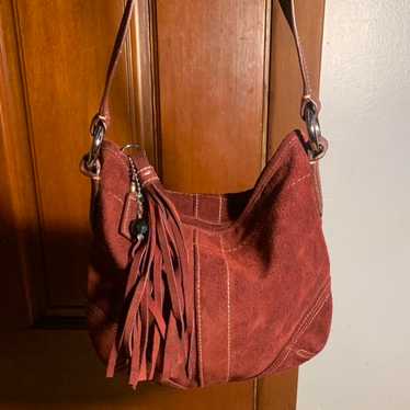 バッグ Coach Soho Flap Burgundy Suede Handbag 💌SOLD💌 Coach Red Suede SoHo Flap Bag 🍒 $495 free shipping