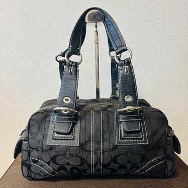 美品　Coach Soho Signature Mini Boston Bag COACH Soho Signature Handbag Mini Boston Bag Turnlock Pink