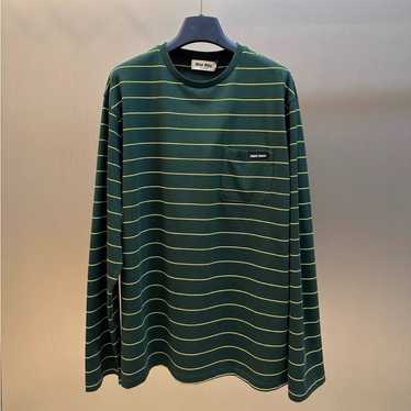 MIUMIU　ストライプ クルーネックTシャツ MIUMIU ストライプ クルーネックTシャツ Miu Miu ストライプ T