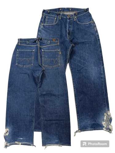 50's〜70’s SANFORIZED Denim Overall Vintage Sanforized Denim Button Overalls Work Wear Jeans