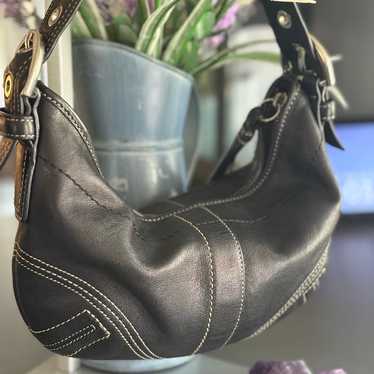 バッグ Coach y2k Soho Black Leather Handbag Vintage Coach Y2K Soho Black Leather Flap Shoulder Bag Hobo