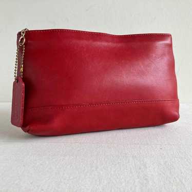 バッグ Vintage Coach Red Leather Cosmetic Case Vintage Old Coach Multi Pouch Cosmetic Bag Lip Case Leather