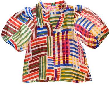 THML Multicolor Flutter Shoulder Puff Sleeve Top … - image 1