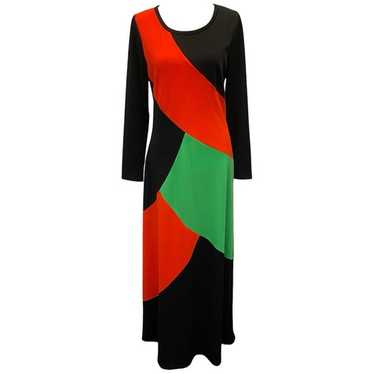 VTG 1960s Edith Flagg Color Block Mod Op Art Long… - image 1