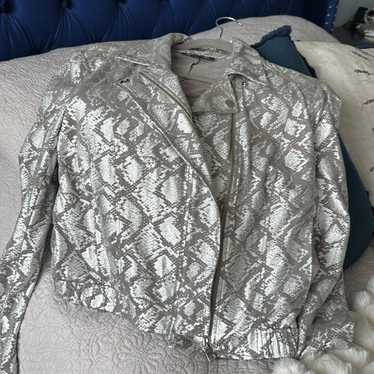 Sparkly And Shiny Silver Python Print Jacket - image 1
