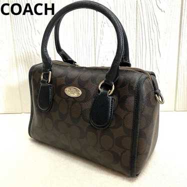 バッグ Old Coach Mini Boston Bag Black Leather Coach handbag mini boston - Gem