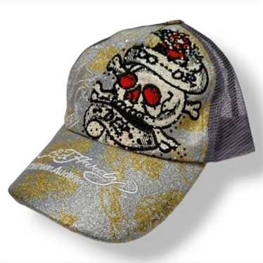 00's Christian Audigier キャップ Ed Hardy 00s CHRISTIAN AUDIGIER BY ED HARDY CANNABIS SKULL MESH CAP
