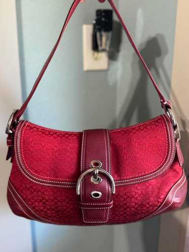 バッグ Coach Soho Red Hobo Shoulder Bag COACH Mini Signature Soho Red Hobo Shoulder Bag Small Flap